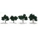 Ready-Made `Realistic Trees` - Deciduous - 2 to 3` 5.1 to 7.6cm pkg(4) -- Dark Green, All Scales, Woodland Scenics 1505