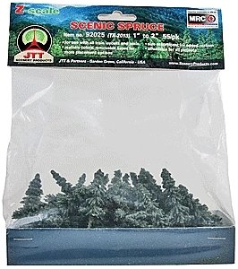 Spruce Trees -- 1 to 2′ 2.5 to 5.1cm pkg(55), All Scales, JTT Miniature Tree 92025