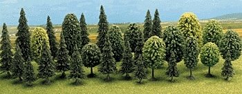 Mixed Forest Trees pkg(30) -- 12 Deciduous: 2-3/4 to 4-15/16′ 18 Pine: 2-3/8 to 5-5/16, All Scales, Busch Gmbh & Co Kg 6489
