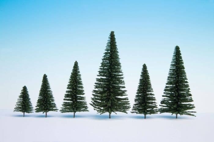 Fir Trees w/Planting Pin Base -- 2 - 5-1/2′ 5-14cm Tall pkg(25), All Scales, Noch Gmbh & Co 26830