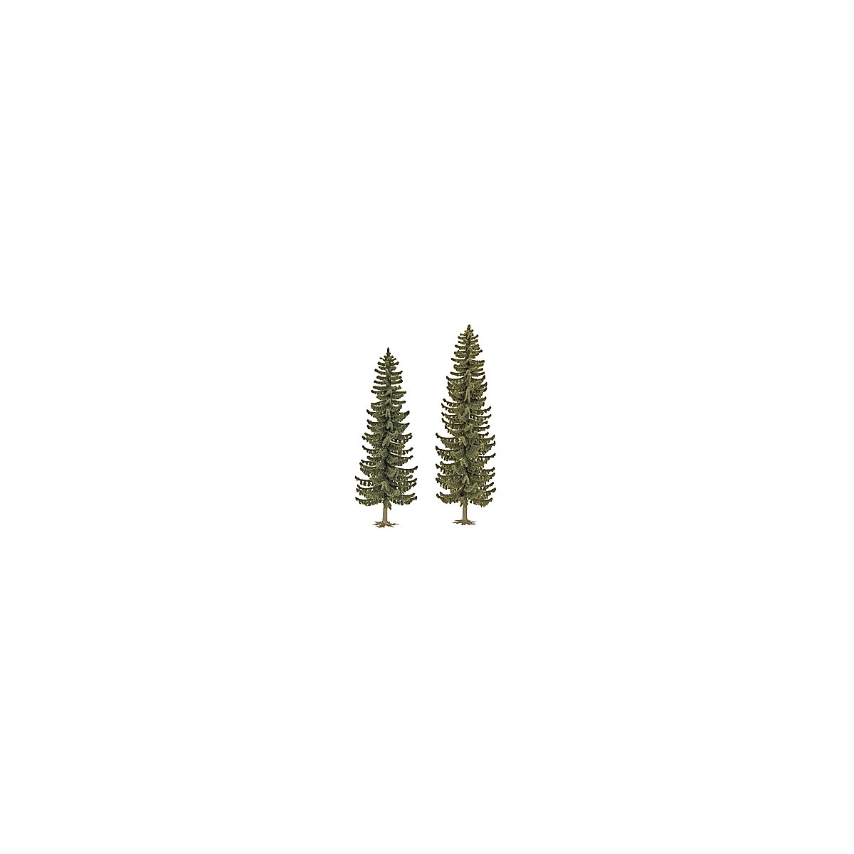 Spruce Trees pkg(2) -- 6-13/16 & 7-13/16′ 170 & 195mm Tall, HO, Busch Gmbh & Co Kg 6134
