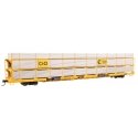 89′ Flatcar w/Tri-Level Shielded Auto Rack - Ready to Run -- Chesapeake & Ohio 850470, TTKX Flatcar (yellow), HO, WalthersMain
