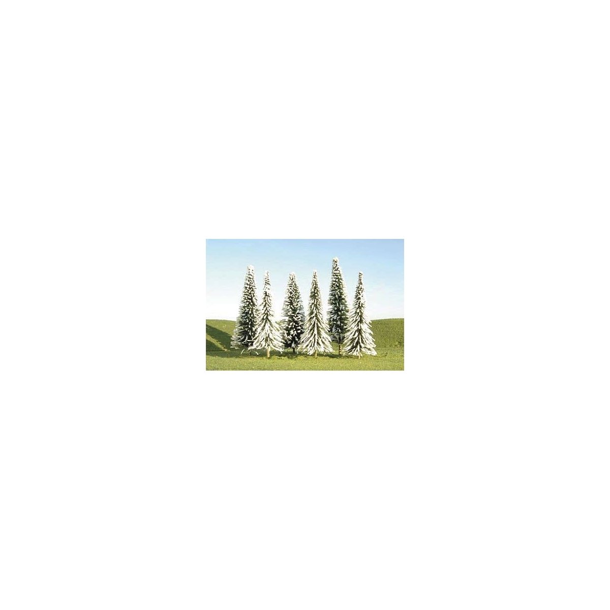 SceneScapes(TM) Layout-Ready Trees -- Pine Trees with Snow 8-10′ pkg(3), O, Bachmann Industries 32202