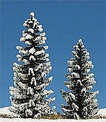 Snow Covered Spruce pkg(2) -- 90mm, 120mm, HO, Busch Gmbh & Co Kg 6152