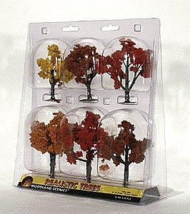 Ready Made Realistic Trees(TM) - Deciduous - Fall Mix -- 3 to 5′ 7.6 to 12.7cm pkg(6), All Scales, Woodland Scenics 1541