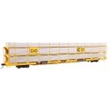 89′ Flatcar w/Tri-Level Shielded Auto Rack - Ready to Run -- Chesapeake & Ohio 850485, TTKX Flatcar (yellow), HO, WalthersMain
