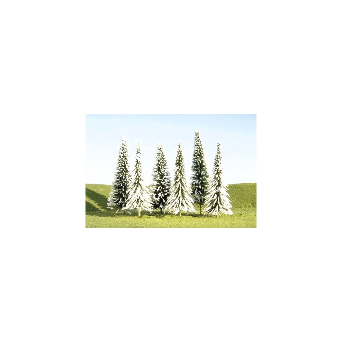 SceneScapes(TM) Layout-Ready Trees -- Pine Trees with Snow - 3 to 4′ 7.6 to 10.2cm pkg(9), N, Bachmann Industries 32102