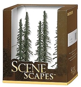 Conifer Trees - SceneScapes(TM) -- 5 to 6′ 12.7 to 15.2cm pkg(6), HO, Bachmann Industries 32003