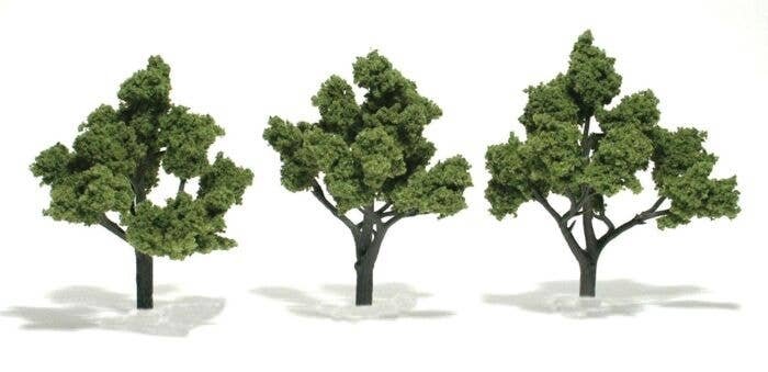 Ready-Made `Realistic Trees` - Deciduous - 4 to 5` 10.2 to 12.7cm pkg(3) -- Light Green, All Scales, Woodland Scenics 1509