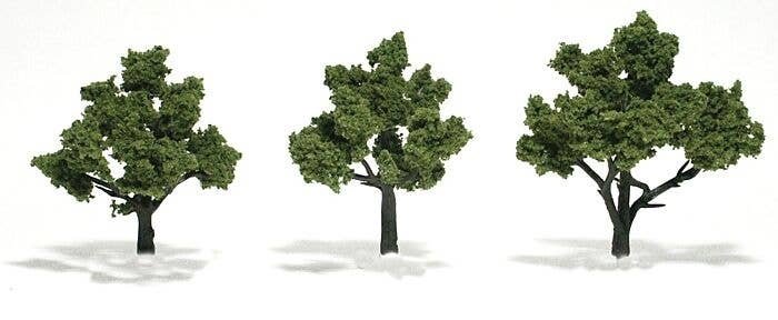 Ready-Made `Realistic Trees` - Deciduous - 3 to 4` 7.6 to 10.2cm pkg(3) -- Light Green, All Scales, Woodland Scenics 1506