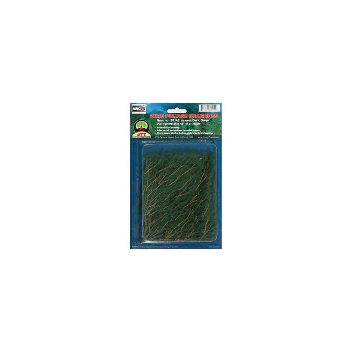 Foliage Branches - 1-1/2 to 3′ 3.8 to 7.6cm pkg(60) -- Dark Green, All Scales, JTT Miniature Tree 95520