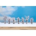 Winter Deciduous Trees w/Snow -- 3-1/8 TO 3-15/16′ 7.9 to 10cm pkg(7), HO, Noch Gmbh & Co 25075