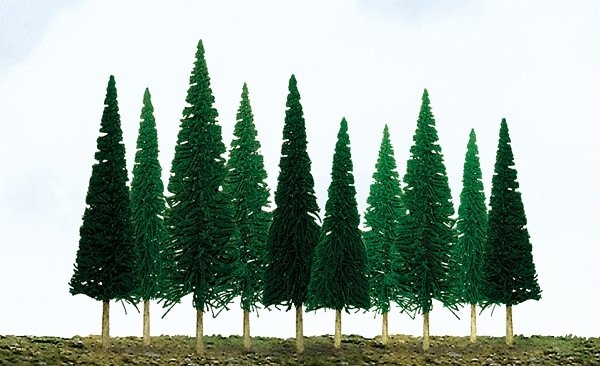 Pine Trees -- 4-6′ 10.2 - 15.2cm pkg(24), HO, JTT Miniature Tree 92003