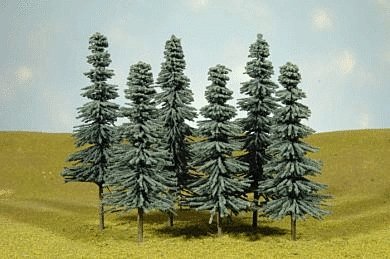 Blue Spruce Trees - SceneScapes(TM) -- 8 - 10′ 20.3 - 25.4cm Tall pkg(3), All Scales, Bachmann Industries 32212
