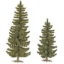 Spruce Trees pkg(2) -- 3-5/8 x 4-13/16′ 90 & 120mm Tall, HO, Busch Gmbh & Co Kg 6133