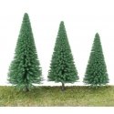 Pine Trees pkg(10) -- 5-1/2 to 7-3/8′ 14 to 18cm (Includes Pin Base), All Scales, Walthers SceneMaster 1181