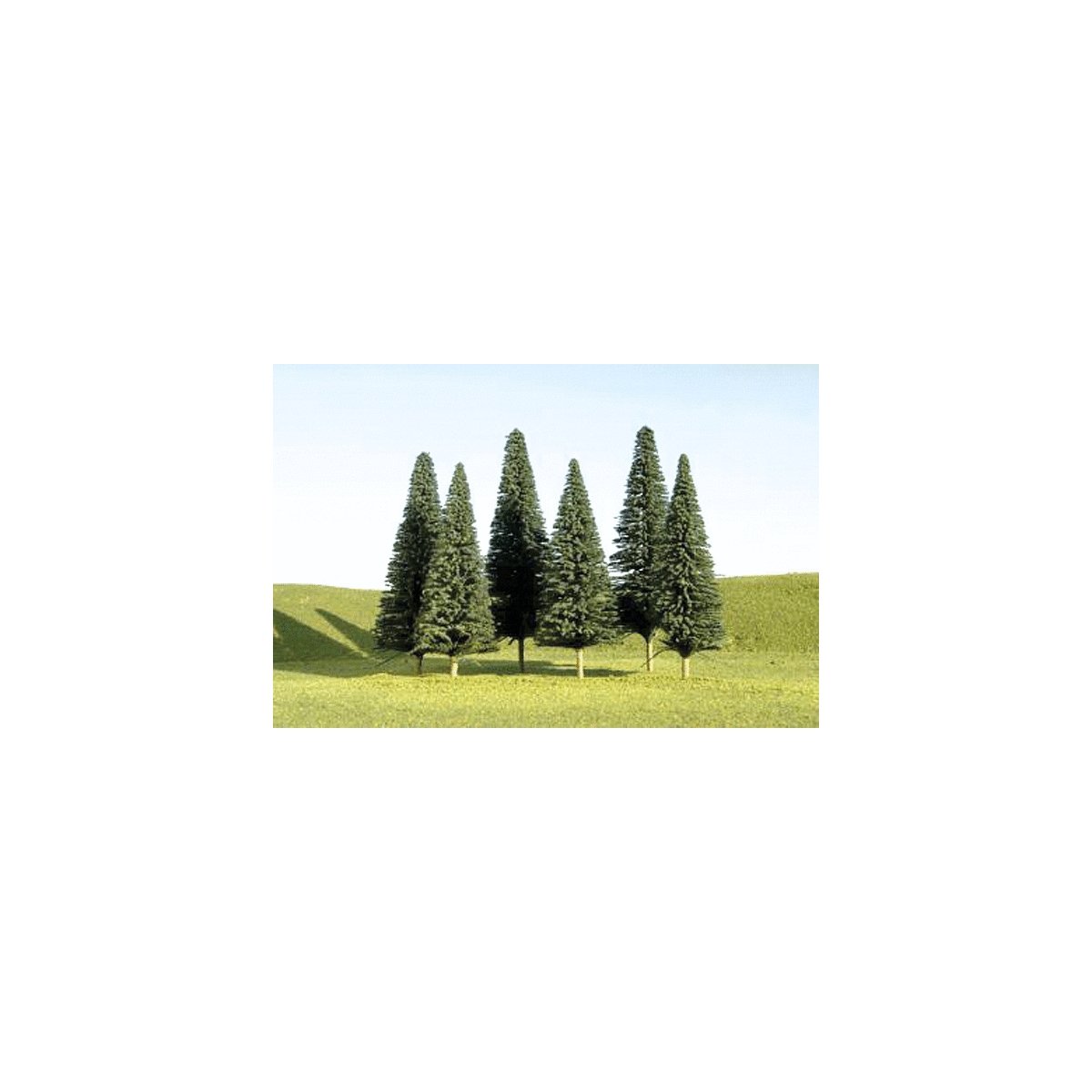 SceneScapes(TM) Layout-Ready Trees -- Pine Trees - 3 to 4′ 7.6 to 10.2cm pkg(9), N, Bachmann Industries 32101