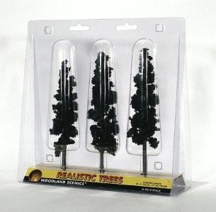Ready Made Realistic Trees(TM) - Pines -- Conifer Green - 6 to 7′ 15.2 to 17.8cm pkg(3), All Scales, Woodland Scenics 1562