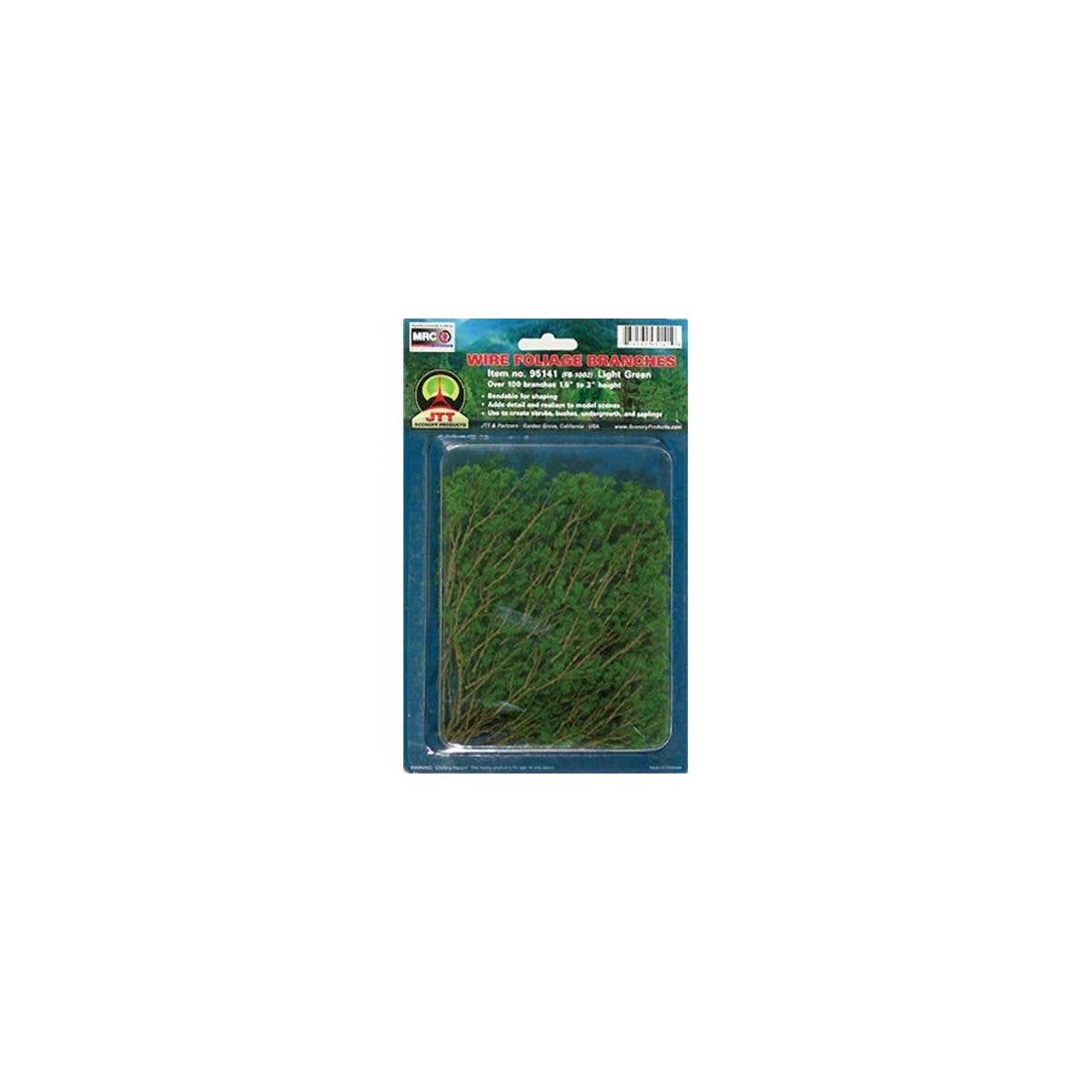Foliage Branches - 1-1/2 to 3′ 3.8 to 7.6cm pkg(60) -- Light Green, All Scales, JTT Miniature Tree 95518