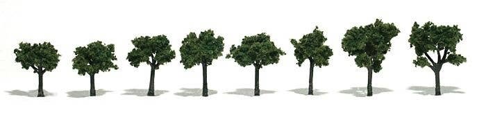 Deciduous Trees - Realistic Trees -- Medium Green 3/4 to 1-1/4′ 1.9 to 3.2cm pkg(8), All Scales, Woodland Scenics 1501