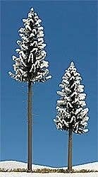 Snow Covered High Trunk Spruce pkg(2) -- 130mm, 195mm, HO, Busch Gmbh & Co Kg 6153