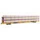 89′ Flatcar w/Tri-Level Shielded Auto Rack - Ready to Run -- Erie Lackawanna 850258, TTKX Flatcar (yellow), HO, WalthersMainli