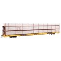 89′ Flatcar w/Tri-Level Shielded Auto Rack - Ready to Run -- Erie Lackawanna 850205, TTKX Flatcar (yellow), HO, WalthersMainli