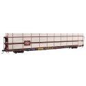 89′ Flatcar w/Tri-Level Shielded Auto Rack - Ready to Run -- Milwaukee Road 801598, TTKX Flatcar (brown), HO, WalthersMainline