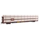 89′ Flatcar w/Tri-Level Shielded Auto Rack - Ready to Run -- Milwaukee Road 801612, TTKX Flatcar (brown), HO, WalthersMainline