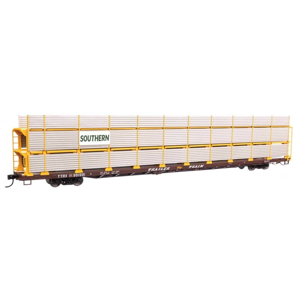 89′ Flatcar w/Tri-Level Shielded Auto Rack - Ready to Run -- Southern 961991, HO, WalthersMainline 8321