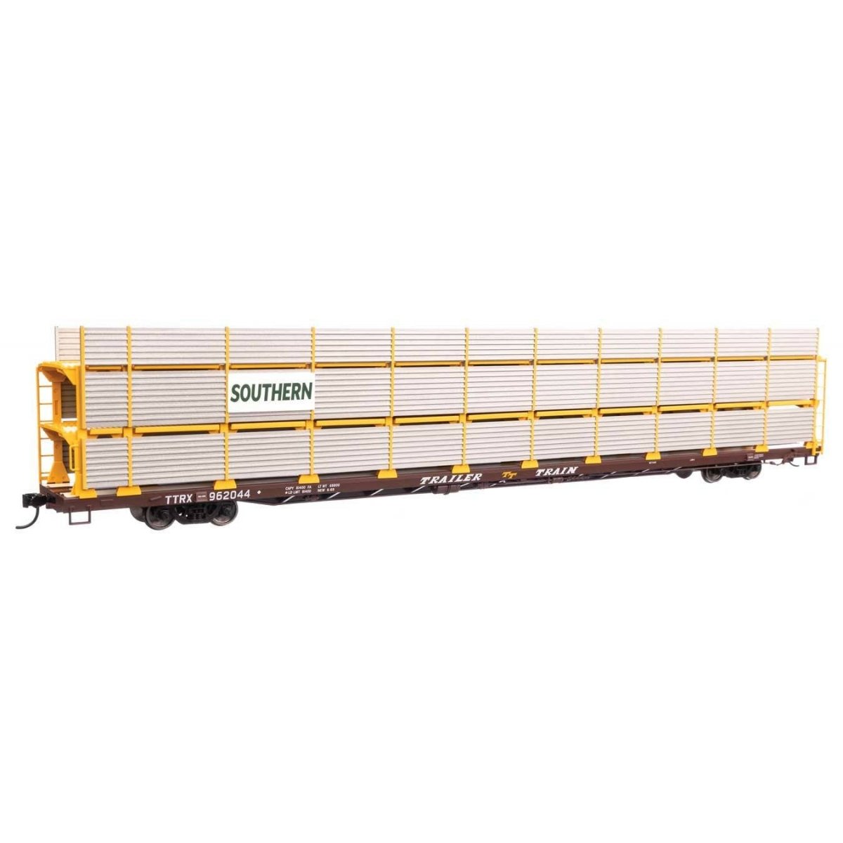 89′ Flatcar w/Tri-Level Shielded Auto Rack - Ready to Run -- Southern 962044, HO, WalthersMainline 8322