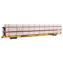 89′ Flatcar w/Tri-Level Shielded Auto Rack - Ready to Run -- Erie Lackawanna 850307, TTKX Flatcar (yellow), HO, WalthersMainli