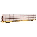 89′ Flatcar w/Tri-Level Shielded Auto Rack - Ready to Run -- Erie Lackawanna 850342, TTKX Flatcar (yellow), HO, WalthersMainli