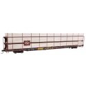 89′ Flatcar w/Tri-Level Shielded Auto Rack - Ready to Run -- Milwaukee Road 801577, TTKX Flatcar (brown), HO, WalthersMainline