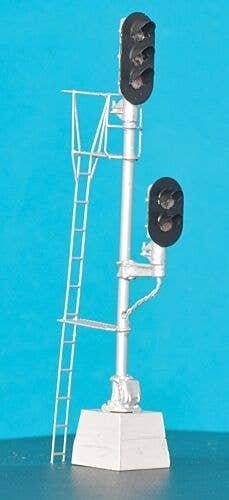 General Railway Signal Style D 2-Headed Style D Block Signal - Assembled -- 3-Over-2 Aspect w/Individ, HO, Details West 943