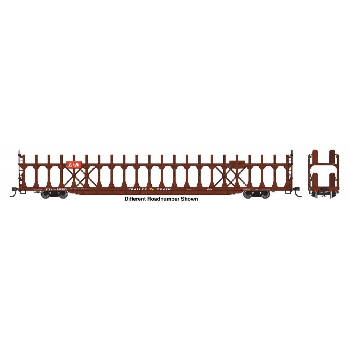 89′ Flatcar w/Bi-Level Open Auto Rack - Ready to Run -- Louisville & Nashville 961206, HO, WalthersMainline 8044