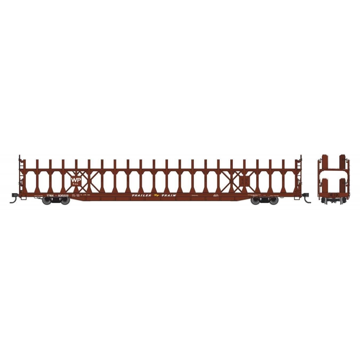 89′ Flatcar w/Bi-Level Open Auto Rack - Ready to Run -- Western Pacific 930222, HO, WalthersMainline 8045