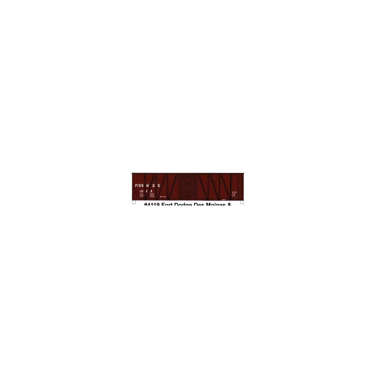 40′ Single-Sheathed Wood Boxcar with Wood Doors and Wood Ends - Kit -- Fort Dodge, Des Moines & Southern 11028 (Boxcar Red), H