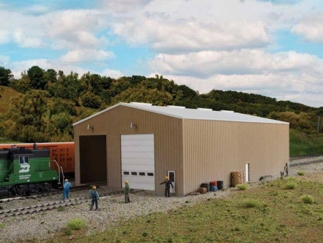 Modern Double-Track Engine House -- Kit - 11 x 7 x 4-1/4′ 27.9 x 17.7 x 10.7cm, HO, Walthers Cornerstone 2986