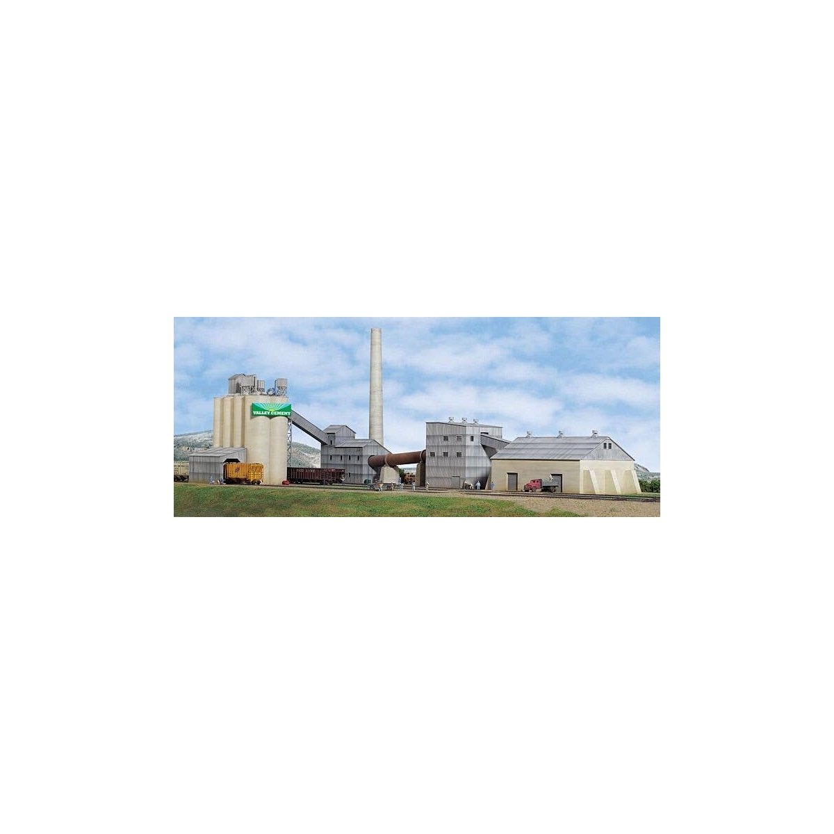 Valley Cement Plant -- Kit - Overall Complex Measures: 40-1/2 x 23-1/4 x 11.5′ 102.8 x 59 x, HO, Walthers Cornerstone 3098