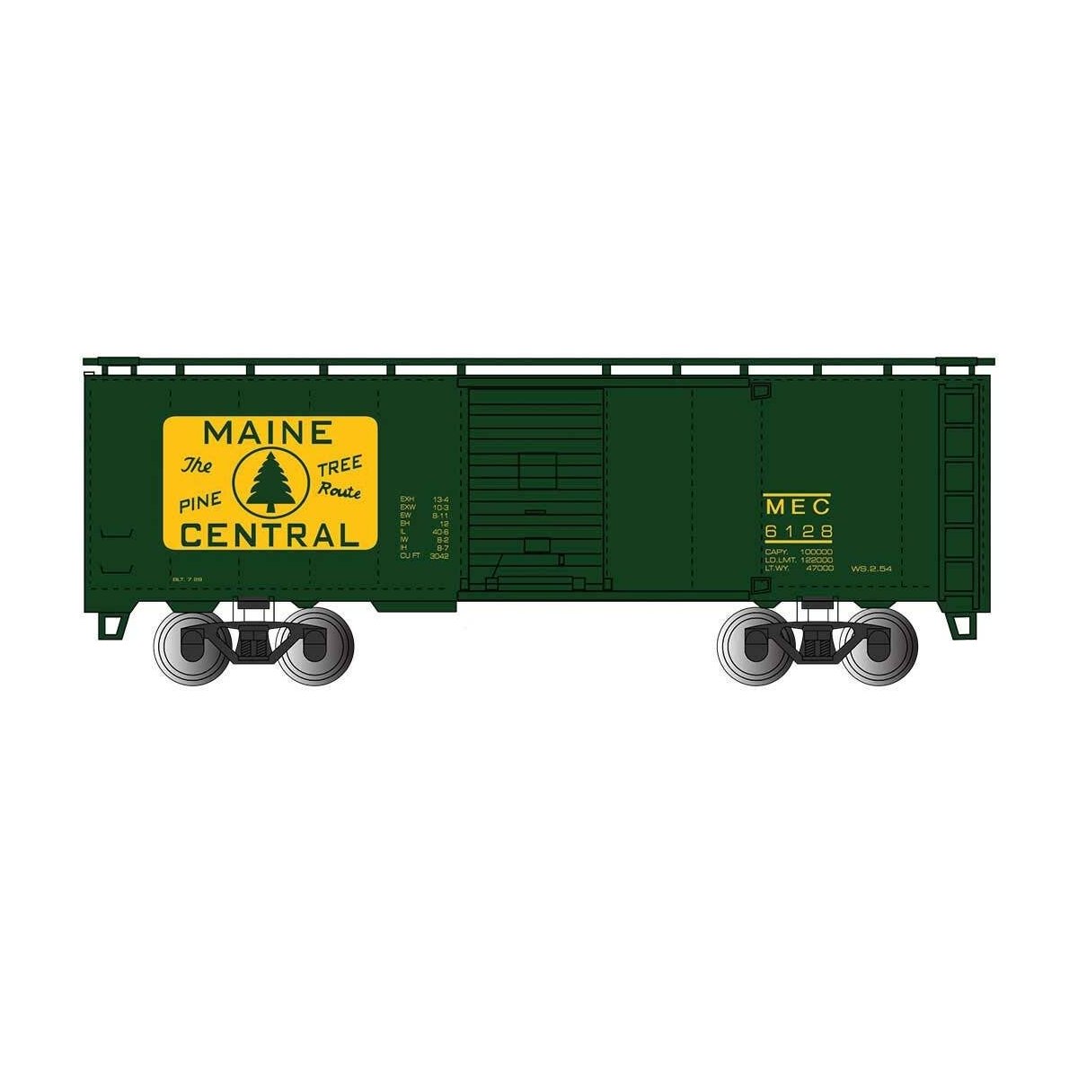 Pullman-Standard PS-1 40′ Steel Boxcar - Ready to Run - Silver Series(R) -- Maine Central (green, yellow, Rectangular Logo), H