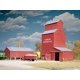 Farmers Cooperative Rural Grain Elevator -- Kit - Elevator: 8-7/8 x 7-1/4 x 10′ 23 x 18 x 2, HO, Walthers Cornerstone 3036