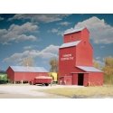 Farmers Cooperative Rural Grain Elevator -- Kit - Elevator: 8-7/8 x 7-1/4 x 10′ 23 x 18 x 2, HO, Walthers Cornerstone 3036