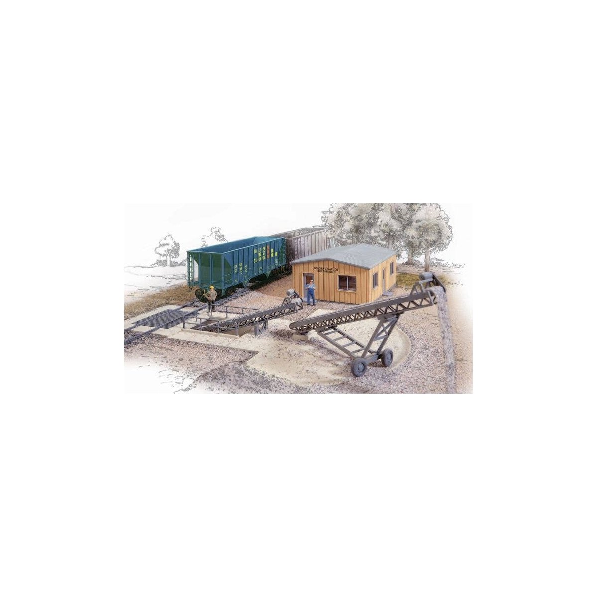 Bulk Transfer Conveyor pkg(2) -- Kit - Conveyor: 9-11/16 x 5-3/8′ 24.6 x 16.7cm, HO, Walthers Cornerstone 3519