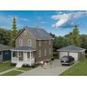 Two-Story House with Garage -- Kit - 5 x 2-1/2 x 4-1/16 12.7 x 6.3 x 10.3cm, HO, Walthers Cornerstone 3792