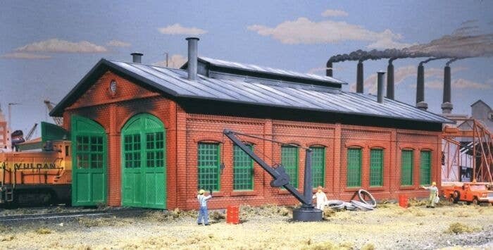 2-Stall Enginehouse -- Kit - 12-3/4 x 7 x 5-1/4′ 31.8 x 17.5 x 13.1cm - Holds Locos To 11-5, HO, Walthers Cornerstone 3007