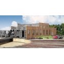 3-Stall Modern Roundhouse Addition -- Kit - 16 x 20-1/8 x 5-1/2′ 40.6 x 51.1 x 14cm, HO, Walthers Cornerstone 2901