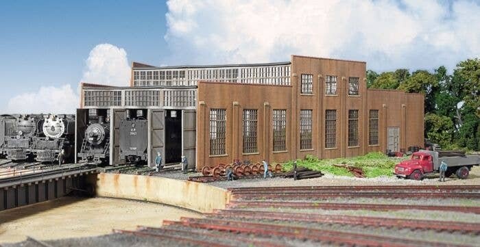 3-Stall Modern Roundhouse Addition -- Kit - 16 x 20-1/8 x 5-1/2′ 40.6 x 51.1 x 14cm, HO, Walthers Cornerstone 2901