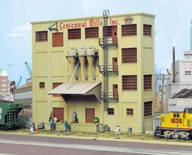 Centennial Mills Background Building -- Kit - 10-3/16 x 1-15/16 x 8-7/16′ 25.4 x 4.8 x 21cm, HO, Walthers Cornerstone 3160