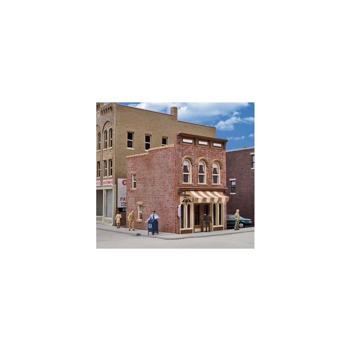 Vic`s Barber Shop -- Kit - 2-1/2 x 3-1/2 x 3-3/8` 6.4 x 8.9 x 8.6cm, HO, Walthers Cornerstone 3471